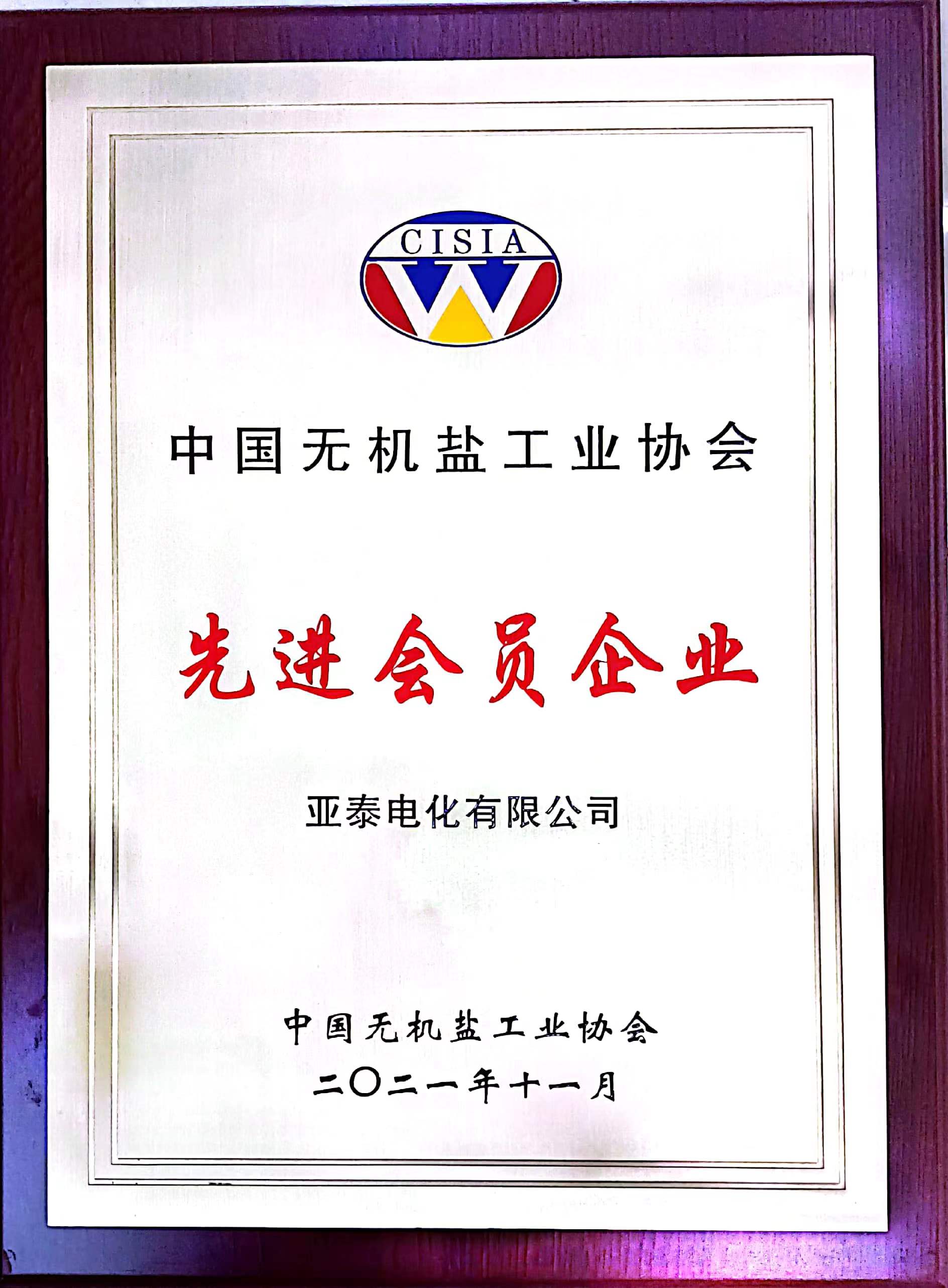 中国无机盐工业协会先进会员单位